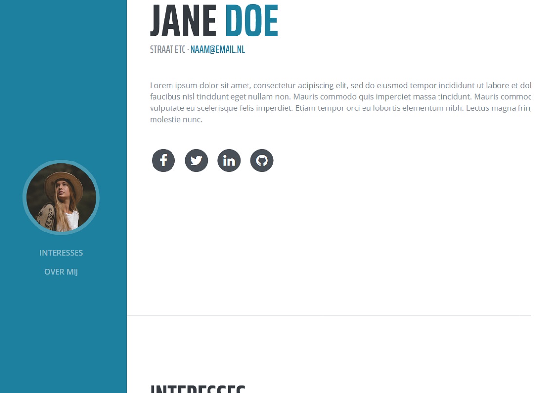 Preview van de All About You template.